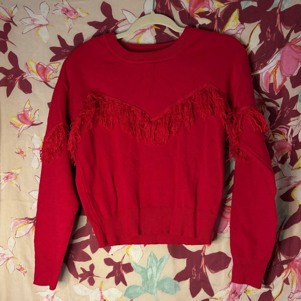 Red Fringe Sweater